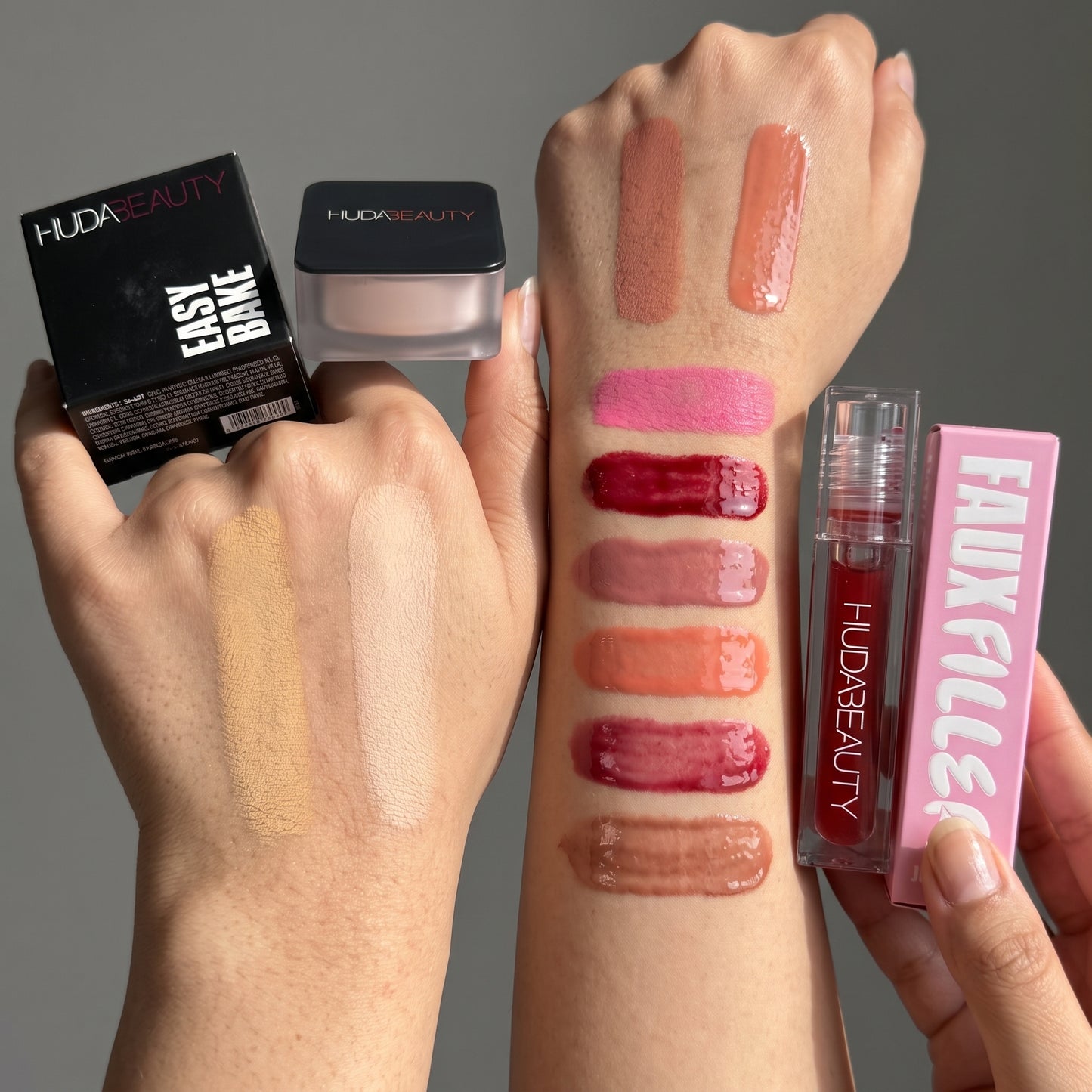 Huda Beauty Easy Bake Loose Powder & Lip Oil Combo