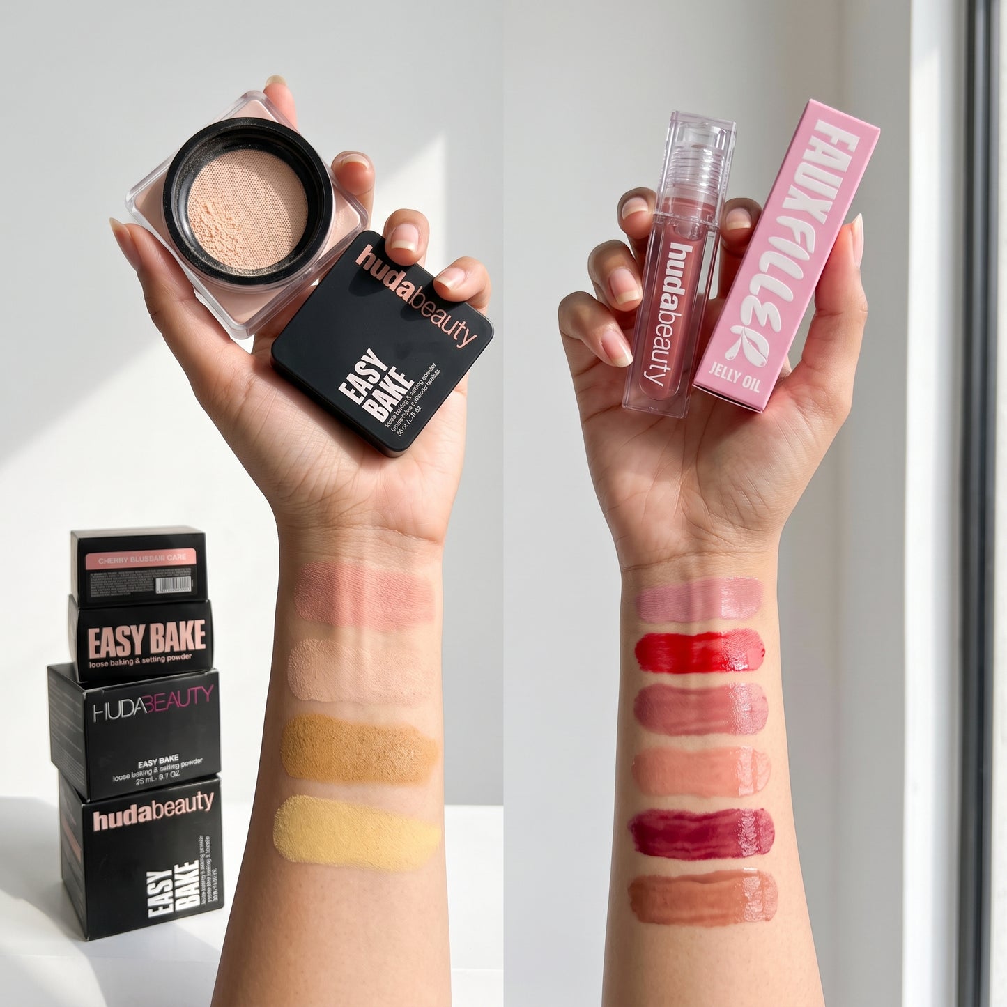 Huda Beauty Easy Bake Loose Powder & Lip Oil Combo