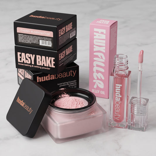 Huda Beauty Easy Bake Loose Powder & Lip Oil Combo