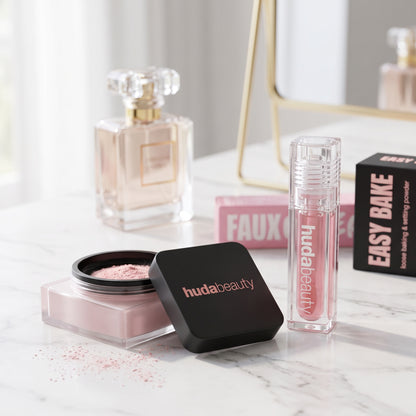 Huda Beauty Easy Bake Loose Powder & Lip Oil Combo