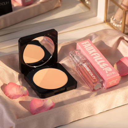 Huda Beauty Pressed Powder & Lip Oil Combo