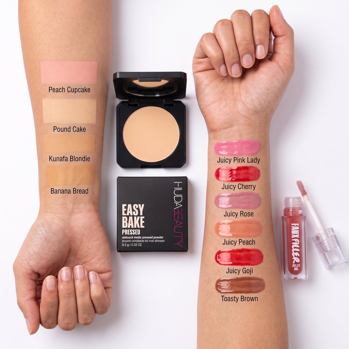 Huda Beauty Pressed Powder & Lip Oil Combo